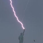 Lightning hits Statue of Liberty