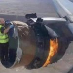 Man standing on jet engine