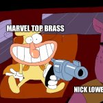 TFW the current ASM team might be forced to clean up their own mess before leaving | MARVEL TOP BRASS; NICK LOWE AND ZEB WELLS | image tagged in pizza tower the noise holds a driver at gunpoint,spiderman,pizza tower,the noise | made w/ Imgflip meme maker