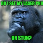 Deep Thoughts | HOW DO I SET MY LASER PRINTER; ON STUN? | image tagged in deep thoughts | made w/ Imgflip meme maker