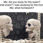 Exam skeletons meme