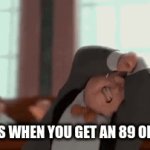 ONLY A'S!!!! | PARENTS WHEN YOU GET AN 89 ON A TEST | image tagged in gifs,mad,hmm yes the floor here is made out of floor | made w/ Imgflip video-to-gif maker
