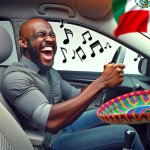 Black driver singing Mexican music funny