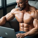 muscle man laptop