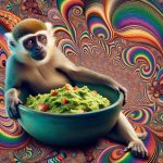 monkey with bowl of guacamole