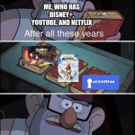 Me in a nutshell | ME, WHO HAS DISNEY+, YOUTUBE, AND NETFLIX | image tagged in after all these years finally i have them all | made w/ Imgflip meme maker