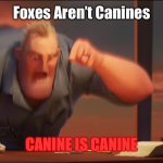 CANINE IS CANINE | Foxes Aren’t Canines; CANINE IS CANINE | image tagged in math is math,memes | made w/ Imgflip meme maker