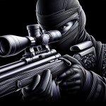 A ninja in black with sniper  crypto