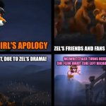 Lorax Leaving | ZELTIGERGIRL'S APOLOGY; ZEL'S FRIENDS AND FANS ARE LEFT TO HER! EVERYONE IS LEFT, DUE TO ZEL'S DRAMA! MEIWHITETIGER TURNS HERSELF AS PONY, AND SHE FLEW AWAY! (SHE LEFT BECAUSE OF HER BIRTHDAY!) | image tagged in lorax leaving | made w/ Imgflip meme maker