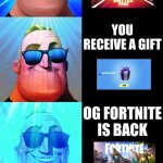 Mr. incredible becoming Canny: Fortnite | FORTNITE; YOU HAVE A DEFAULT SKIN; YOU PLAY BATTLE ROYALE WITH A SQUAD; YOU HAVE AN EPIC ACCOUNT; YOU GOT THE BATTLE PASS; YOU RECEIVE A GIFT; OG FORTNITE IS BACK; YOU HAVE NO FRIENDS; YOU BUY 13,500 V-BUCKS; YOU GOT A VICTORY ROYALE; YOUR RANKED IS UNREAL | image tagged in mr incredible becoming canny | made w/ Imgflip meme maker