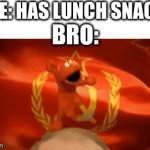 lunch | ME: HAS LUNCH SNACK; BRO: | image tagged in gifs,relatable,lunch,school | made w/ Imgflip video-to-gif maker