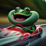 kermit the frog driving high speeds