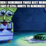 didnt used to hurt. i used to enjoy remembering them and could enjoy them | ME WHEN I REMEMBER THOSE BEST MEMORIES I HAD BUT IT STILL HURTS TO REMEMBER THEM | image tagged in sad spongebob,memes,sad,sadness | made w/ Imgflip meme maker