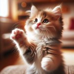 Kitten with paws up