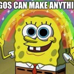 Just use your imagination | LEGOS CAN MAKE ANYTHING | image tagged in memes,imagination spongebob,legos,childhood,toys | made w/ Imgflip meme maker