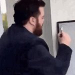 Guy writing on whiteboard GIF Template