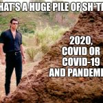 2020, covid or COVID-19 and pandemic definitely belong in the huge pile of sh*te! | 2020, COVID OR COVID-19 AND PANDEMIC. THAT'S A HUGE PILE OF SH*TE! | image tagged in memes poop jurassic park | made w/ Imgflip meme maker