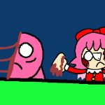 Blood Kirby and ribbon