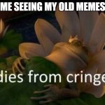 So Cringe. | ME SEEING MY OLD MEMES | image tagged in dies of cringe,old memes,memes | made w/ Imgflip meme maker