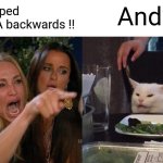 Woman Yelling At Cat Meme | And? You flipped my DNA backwards !! | image tagged in memes,woman yelling at cat | made w/ Imgflip meme maker