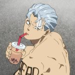 Anime guy drinking boba template