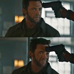 Deadpool threatening Logan