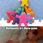 Mariokart, Mario Party, etc. | Multiplayer in every other game; Multiplayer in a Mario game; LONG LIVE THE KING | image tagged in teamwork,mario | made w/ Imgflip meme maker