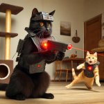 Cats playing laser tag template