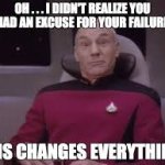 Captain Picard Excuse Star Trek