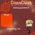 DiscoDust. Announcement Template template