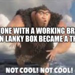 Not cool, NOT COOL! | ANYONE WITH A WORKING BRAIN WHEN LANKY BOX BECAME A THING | image tagged in not cool not cool | made w/ Imgflip meme maker