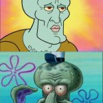 Squidward | HOW COLLEGE FOOTBALL PLAYERS THINK THEY LOOK; HOW THE NFL SEE THEM | image tagged in memes,squidward | made w/ Imgflip meme maker