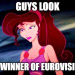 i looked up megara and found this idk what its from but lol | GUYS LOOK; IT'S THE WINNER OF EUROVISION 2024 | image tagged in megara | made w/ Imgflip meme maker