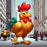 chicken walking down wall street