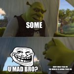 We do a little trolling | SOME; U MAD BRO? BODY ONCE TOLD ME THE WORLD IS GONNA TROLL ME | image tagged in could you not ___ for 5 minutes,trolling | made w/ Imgflip meme maker