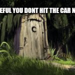 Bruh | MOM: CAREFUL YOU DONT HIT THE CAR NEXT TO US; 8 YR OLD ME | image tagged in gifs,shrek,car | made w/ Imgflip video-to-gif maker