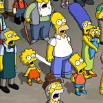 Simpsons Crowd Looking Up Gasping