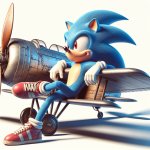 sonic sitting on a plane