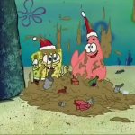 squidward covers spongebob and patrick in trash GIF Template