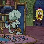 spongebob enters squidward's house