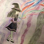 Magical witch drawing