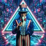 Uncle Sam standing in front of a pyramid