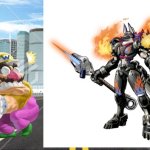 Wario dies by stealing Soloogarmon's ramen | image tagged in city background,wario,wario dies,digimon,crossover | made w/ Imgflip meme maker