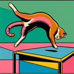 cat doing a backflip off of the table