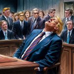 Sleepy Donald Trump in his courtroom serenade