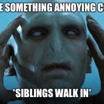 harry potter meme gal | I SENSE SOMETHING ANNOYING COMING; *SIBLINGS WALK IN* | image tagged in harry potter meme gal | made w/ Imgflip meme maker