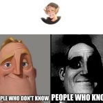 This...YouTube...abomination... | PEOPLE WHO DON'T KNOW; PEOPLE WHO KNOW | image tagged in traumatized mr incredible,youtuber,cringe,sus | made w/ Imgflip meme maker