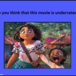 do you think that encanto is underrated ? | image tagged in do you think that this movie is underrated,encanto,disney,latina,we don't talk about bruno,2021 | made w/ Imgflip meme maker