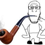 Soyjak smokes a pipe