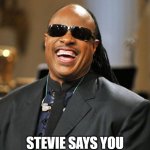 HAPPY BIRTHDAY FROM STEVIE | HAPPY BIRTHDAY; STEVIE SAYS YOU DON'T LOOK THAT OLD! | image tagged in stevie wonder | made w/ Imgflip meme maker